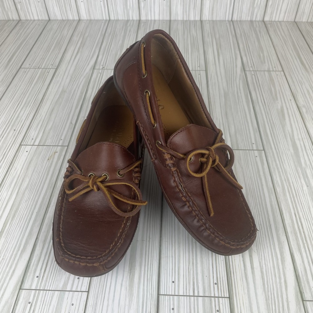 Polo Ralph Lauren Men 7 D Brown Leather Boat‎ Shoes Slip On Loafers Dock Sides
